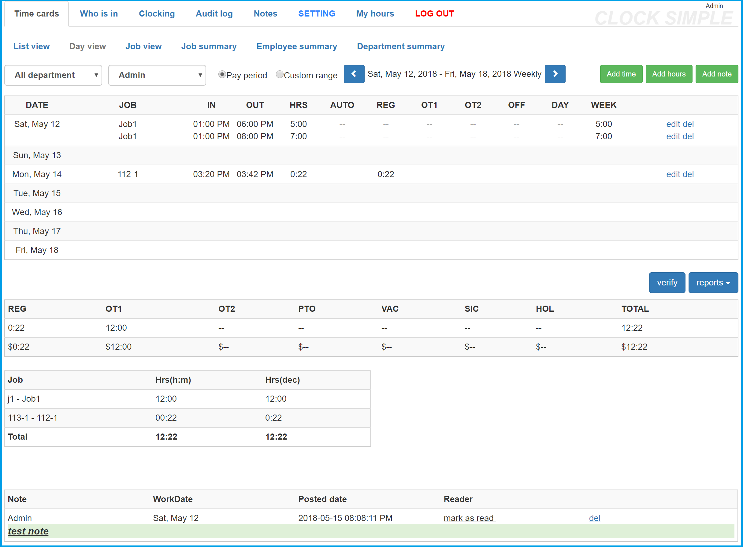 open time clock employee login